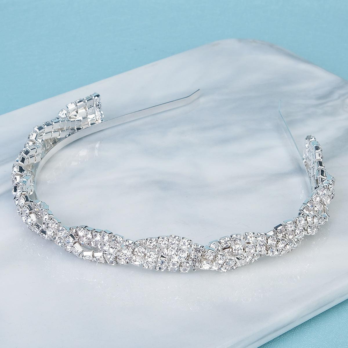 ROMANCE, Felicia -silver colored party headband with bright rhinestones