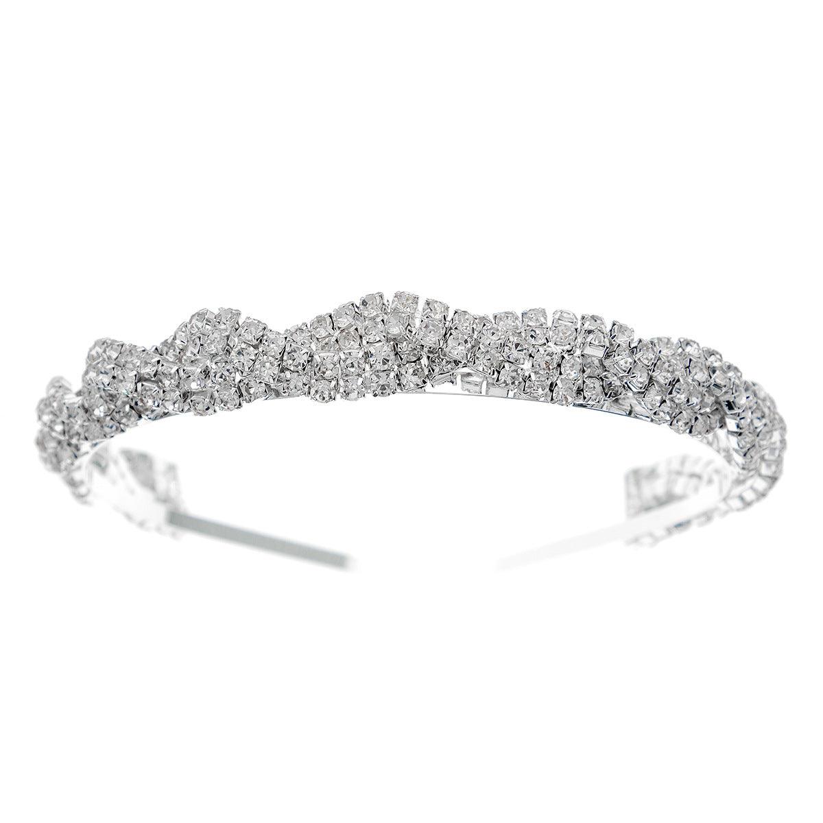 ROMANCE, Felicia -silver colored party headband with bright rhinestones