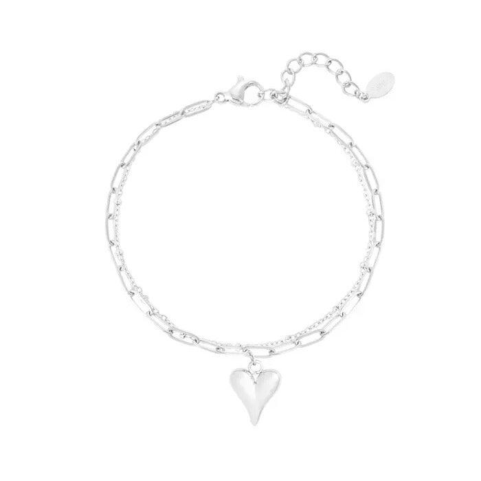 FRENCH RIVIERA | Mariella surgical steel bracelet with heart (silver)