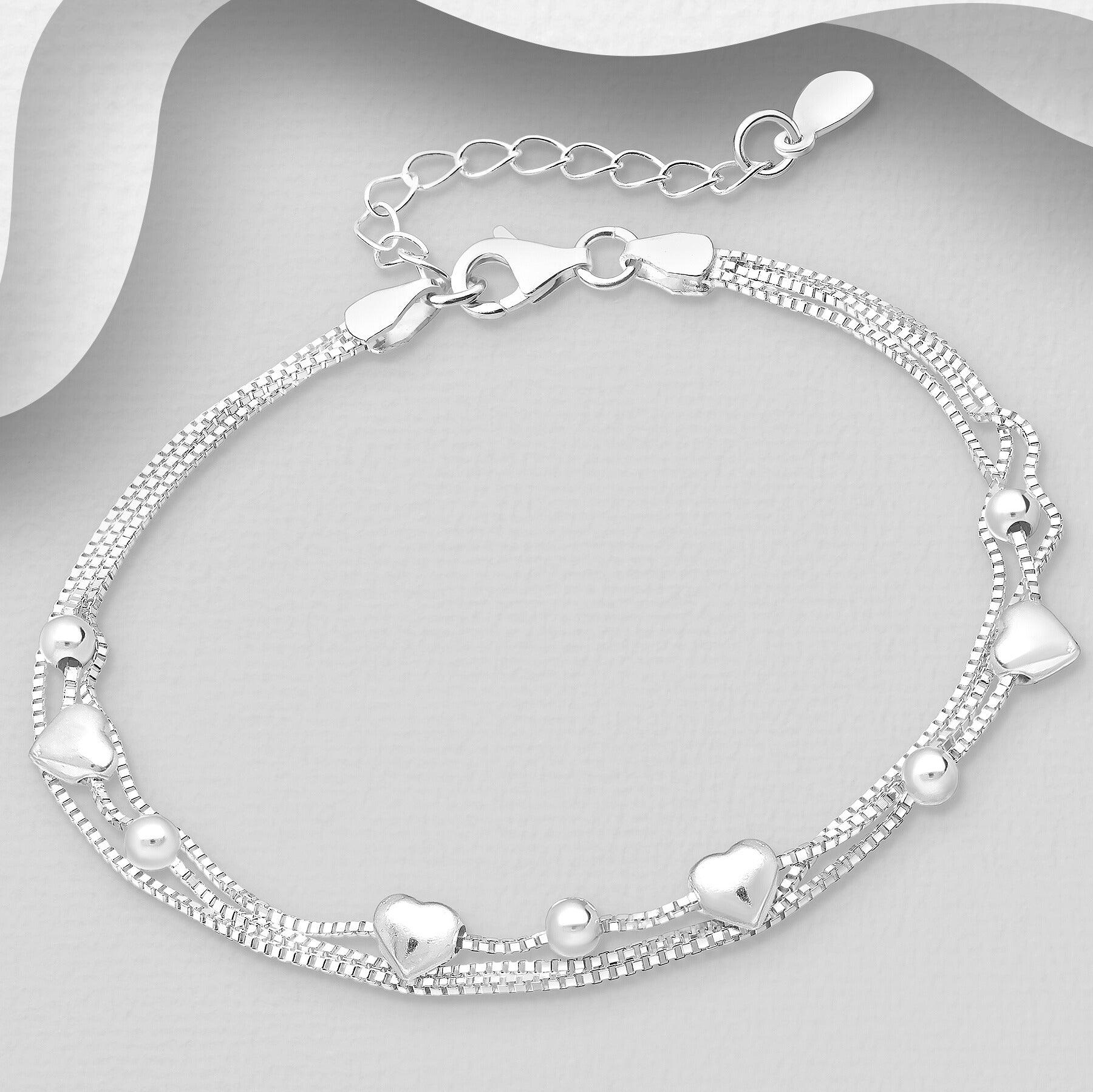 PREMIUM COLLECTION | Heart's Desire silver bracelet with hearts