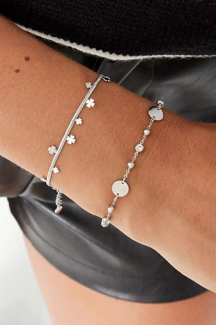 FRENCH RIVIERA | Mini Clover Charm Surgical Steel Bracelet (Silver)