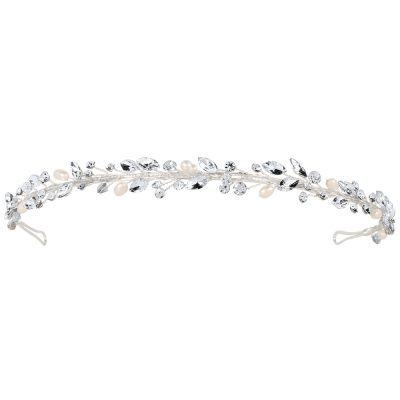 ATHENA BRIDAL, Amelia silver party headband with pearls and crystals