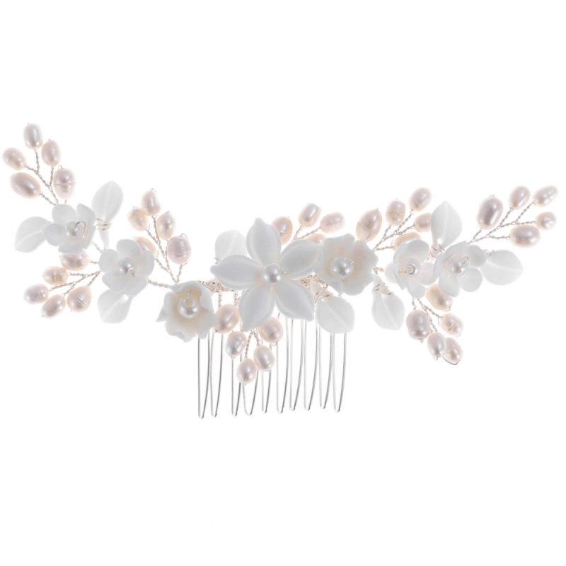 ATHENA BRIDAL | Yvonne flower-decorated hair accessory (silver)