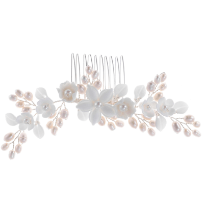 ATHENA BRIDAL | Yvonne flower-decorated hair accessory (silver)