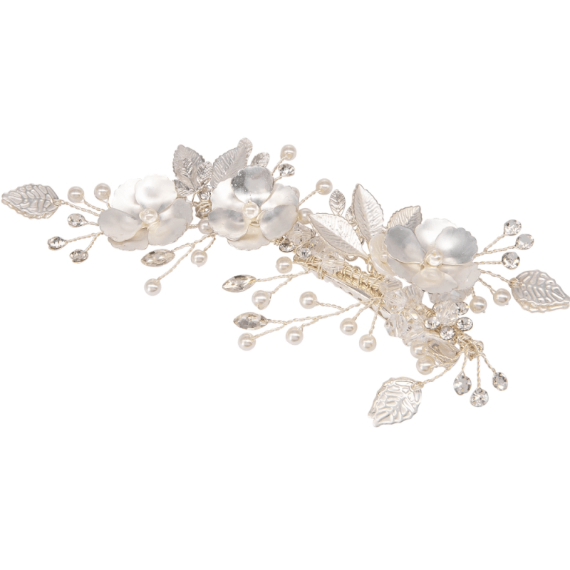 ATHENA BRIDAL | Fleur flower hair ornament with clip (silver)