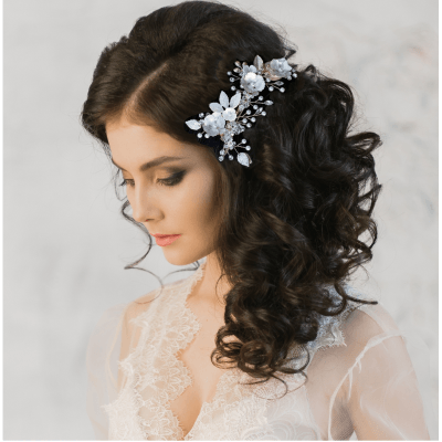 ATHENA BRIDAL | Fleur flower hair ornament with clip (silver)