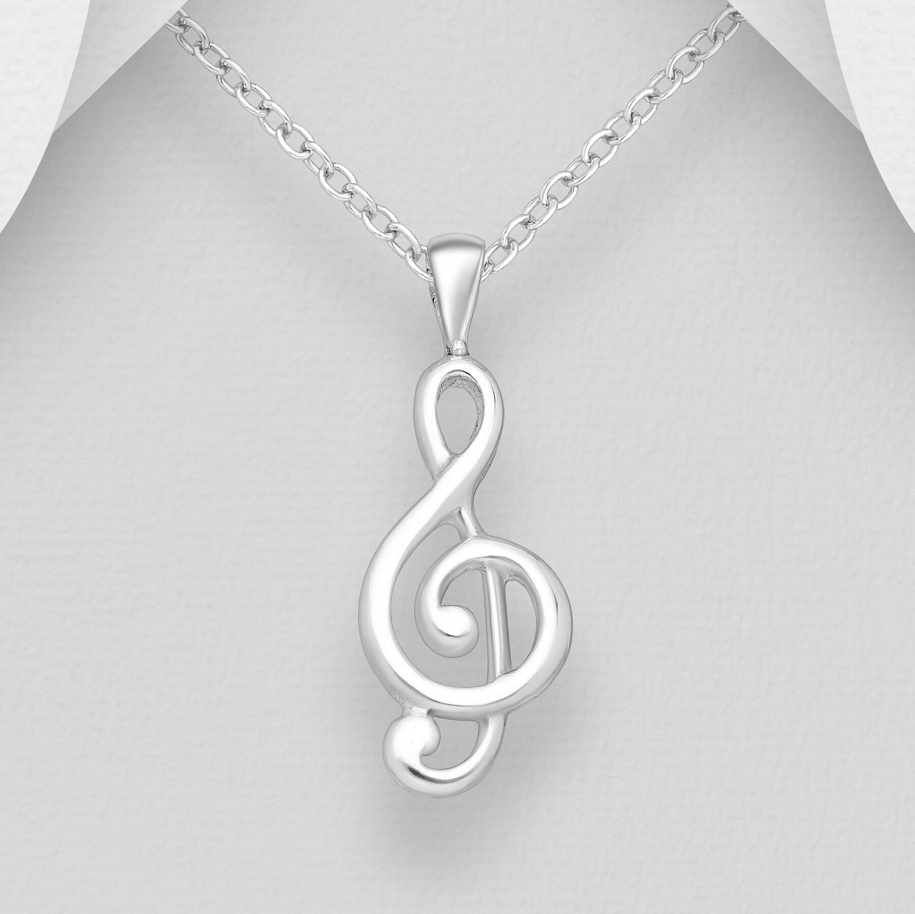 PREMIUM COLLECTION | Music in You -musical note key silver pendant