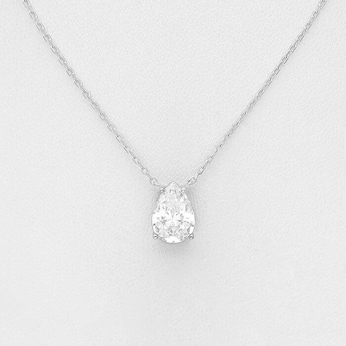 PREMIUM COLLECTION | Sylvia -clear silver necklace with drop