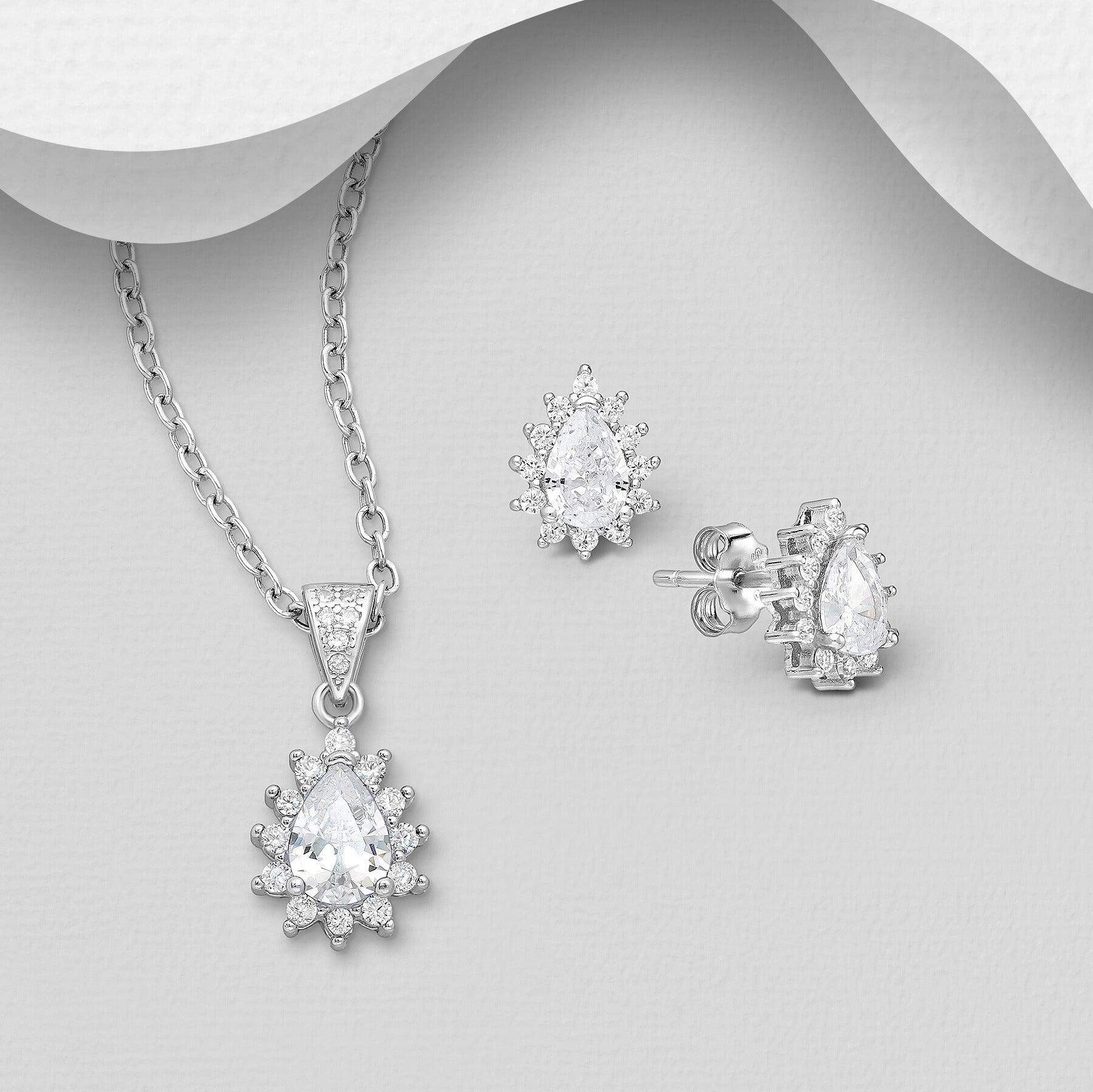 PREMIUM COLLECTION | Eternal Love silver jewelry set with teardrop