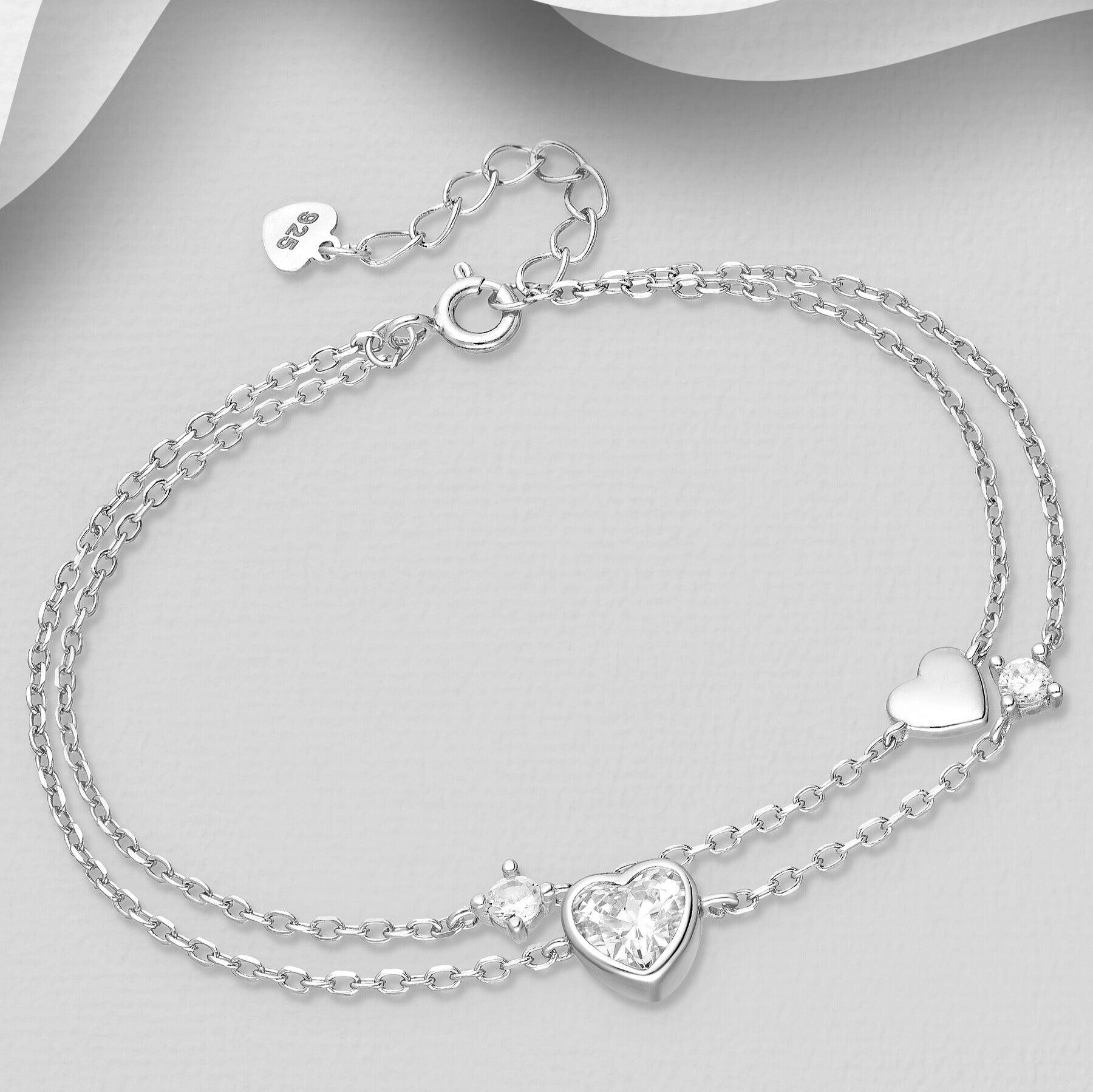 PREMIUM COLLECTION | Amour Charm silver bracelet with hearts