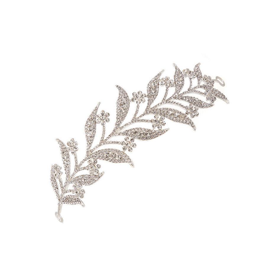 ROMANCE, Heather -silver hair ornament with flower and leaf