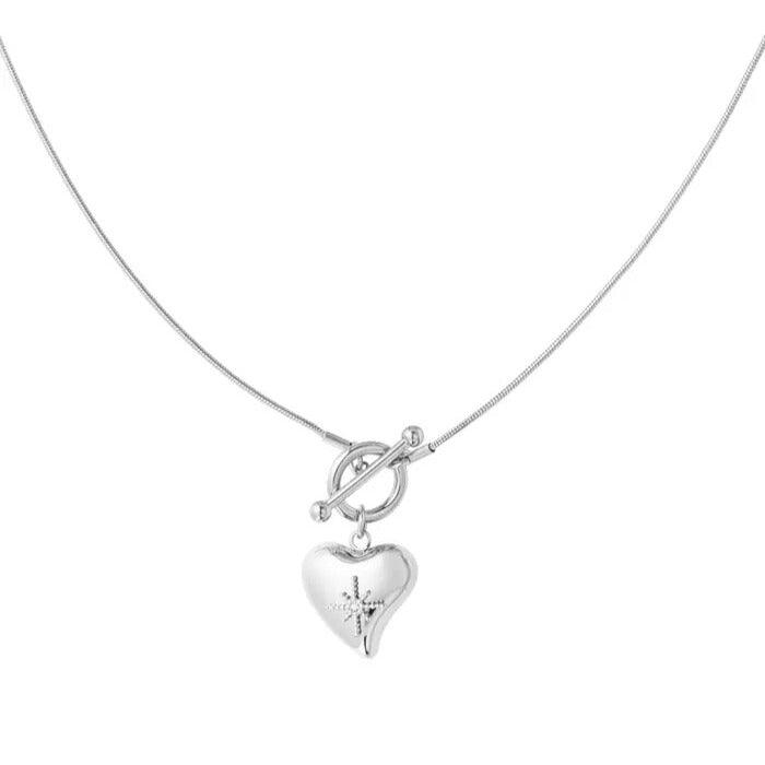 FRENCH RIVIERA |Stella surgical steel heart necklace (silver)