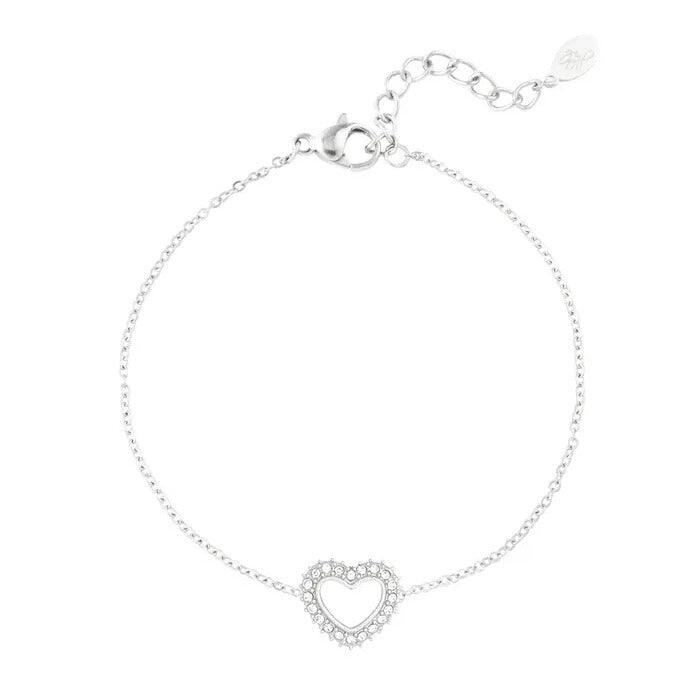 FRENCH RIVIERA | Monica surgical steel bracelet with heart (silver)