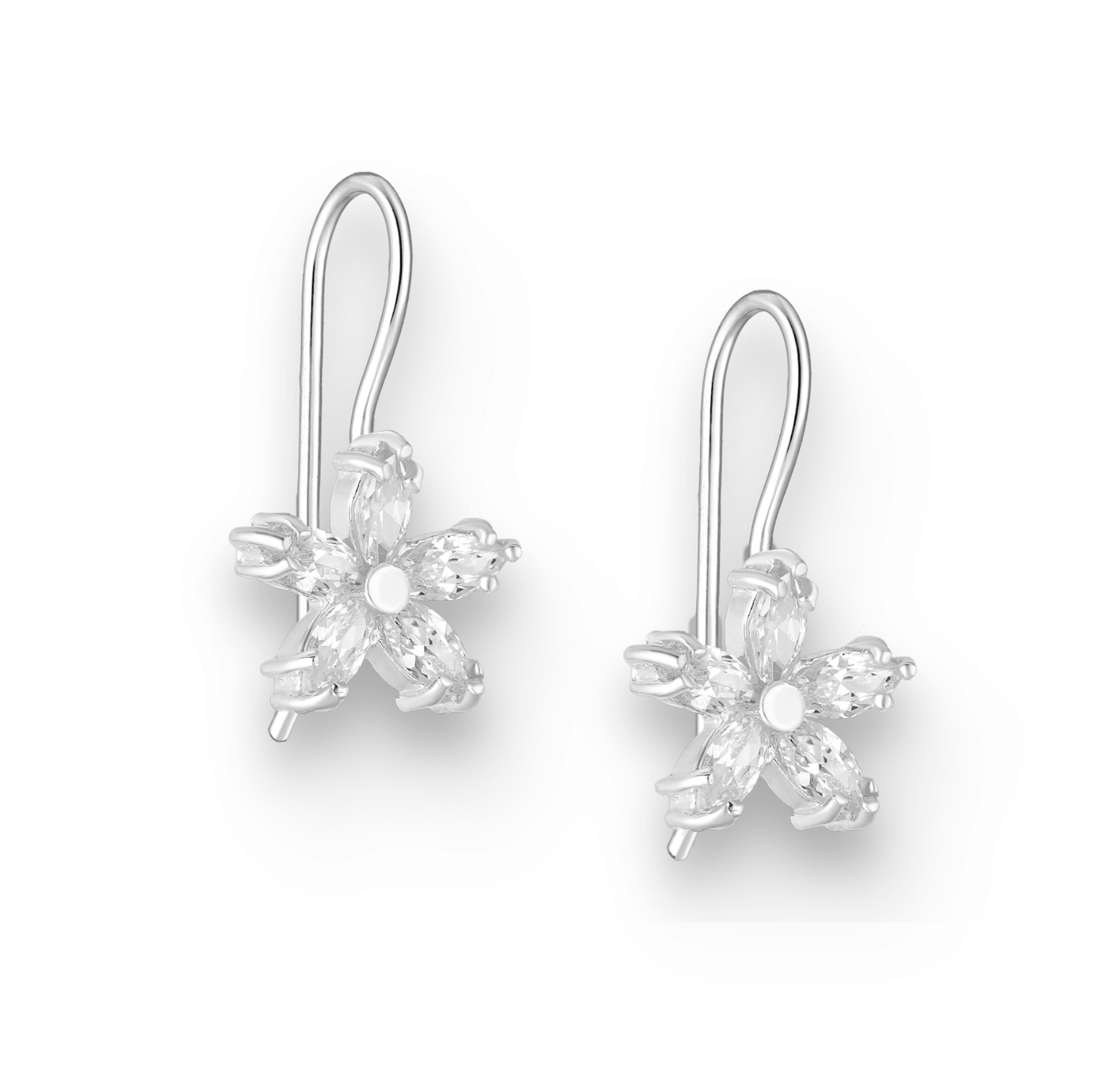 PREMIUM COLLECTION | Flora bright silver earrings with floral decorations 