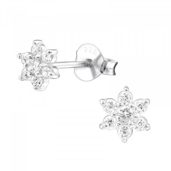 Silver buttons, Marilena -clear flower-shaped crystal buttons