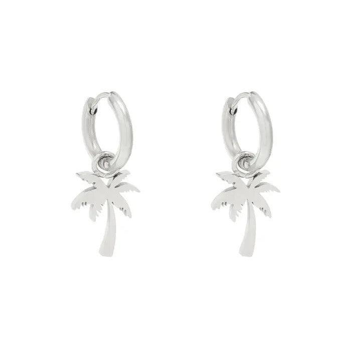 FRENCH RIVIERA | Tahiti surgical steel rings with palm tree decorations (silver)