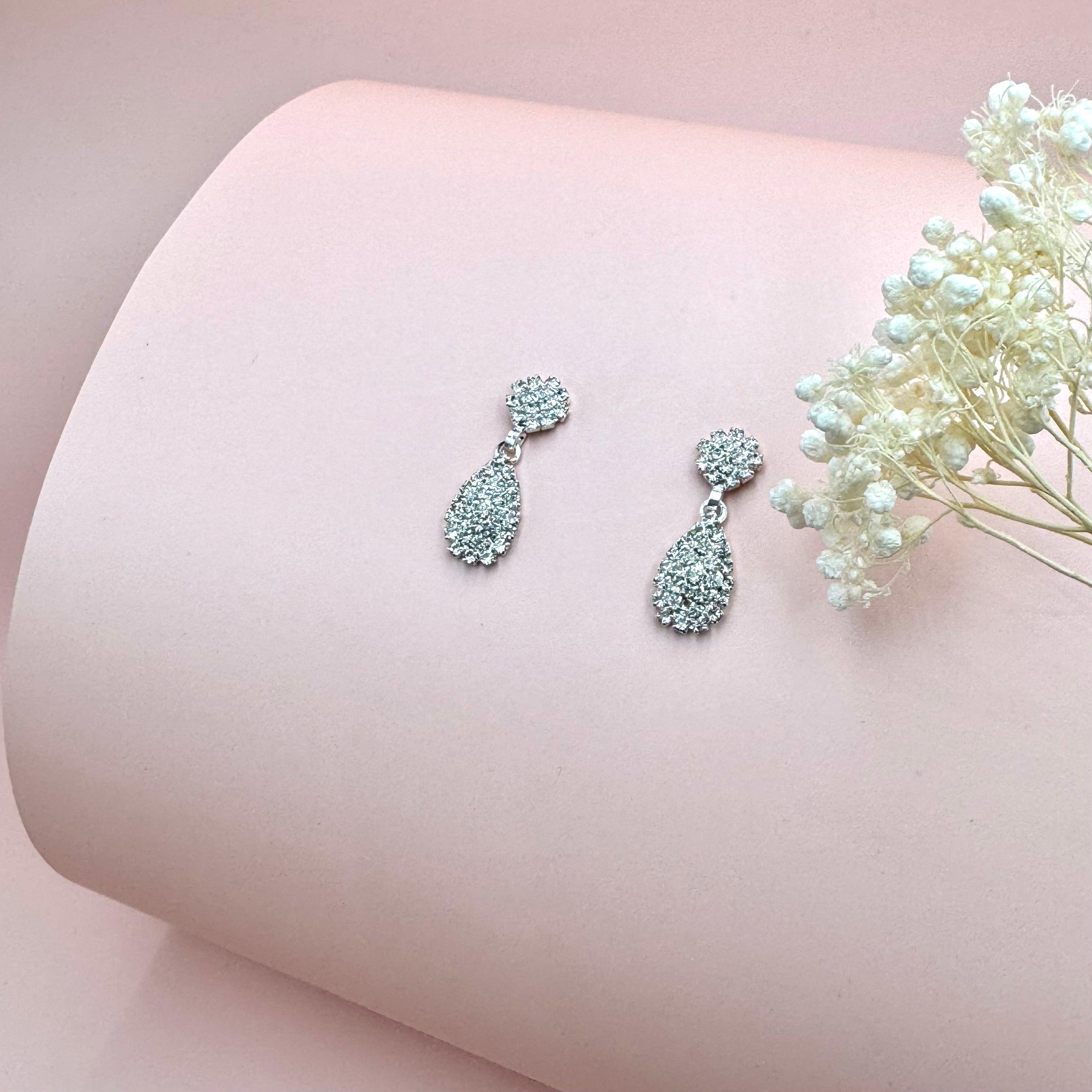 Rhinestone earrings, ROMANCE | Adriana silver-colored party earrings