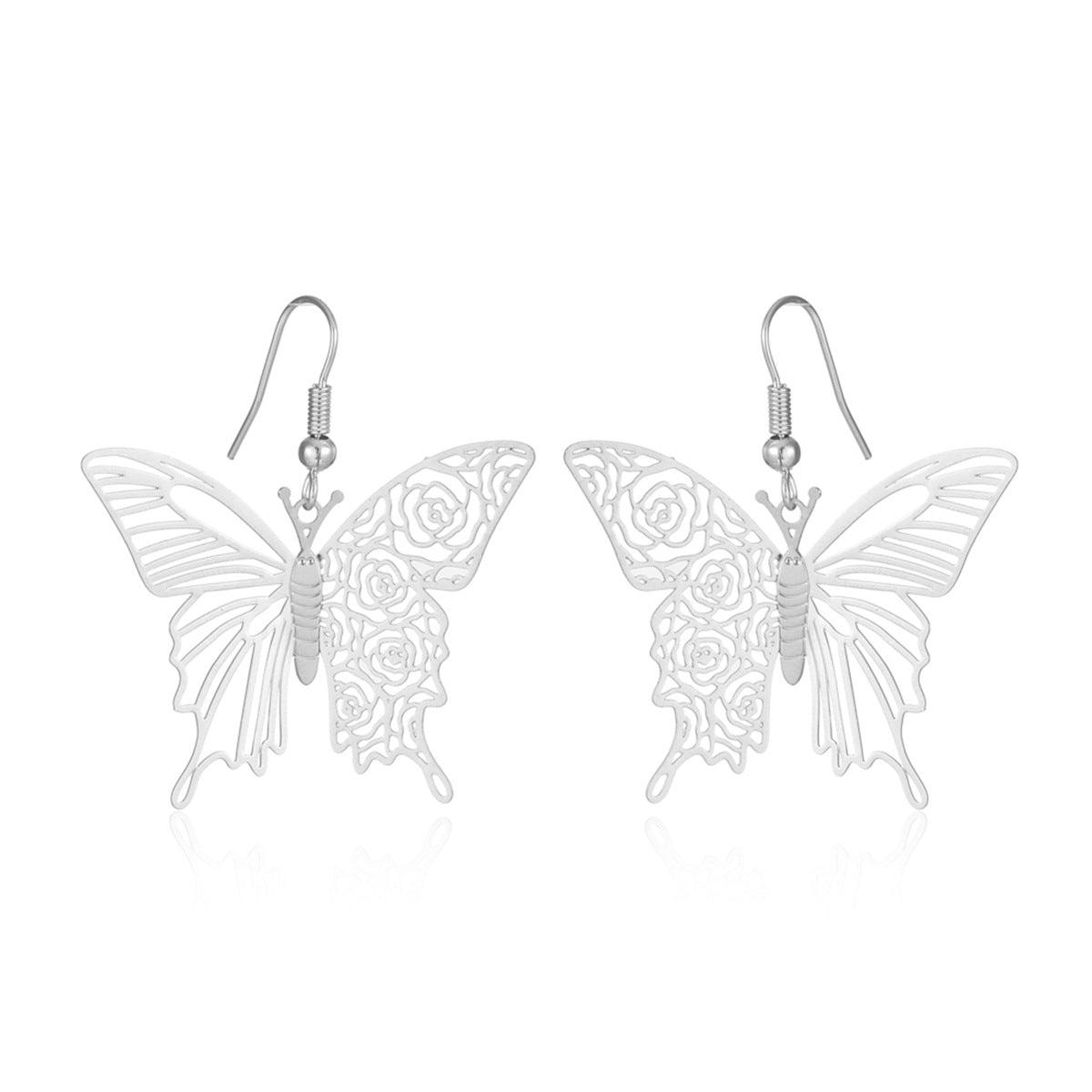 FRENCH RIVIERA | Marissa lace butterfly earrings (silver)