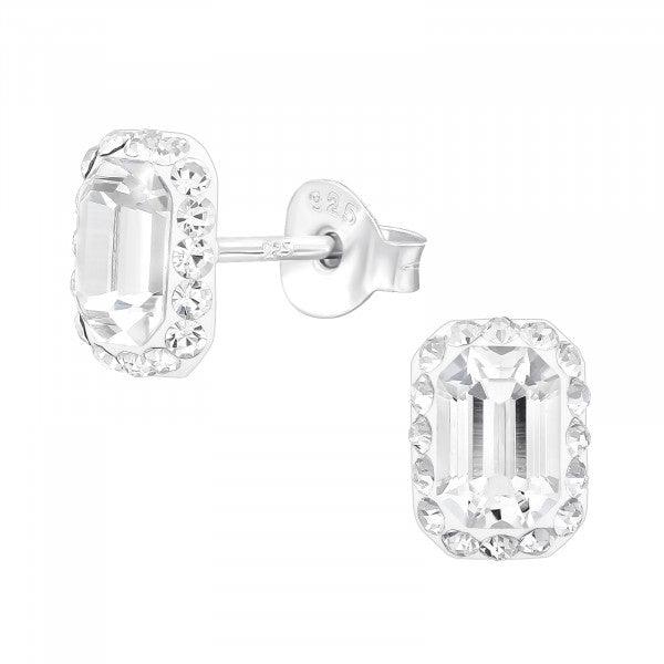 Silver buttons, Leyla clear rectangular crystal buttons