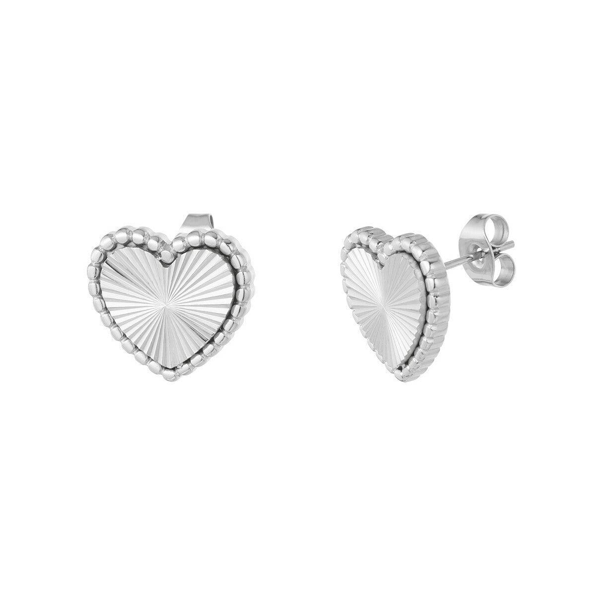 FRENCH RIVIERA | Be Mine Surgical Steel Heart Studs (Silver)