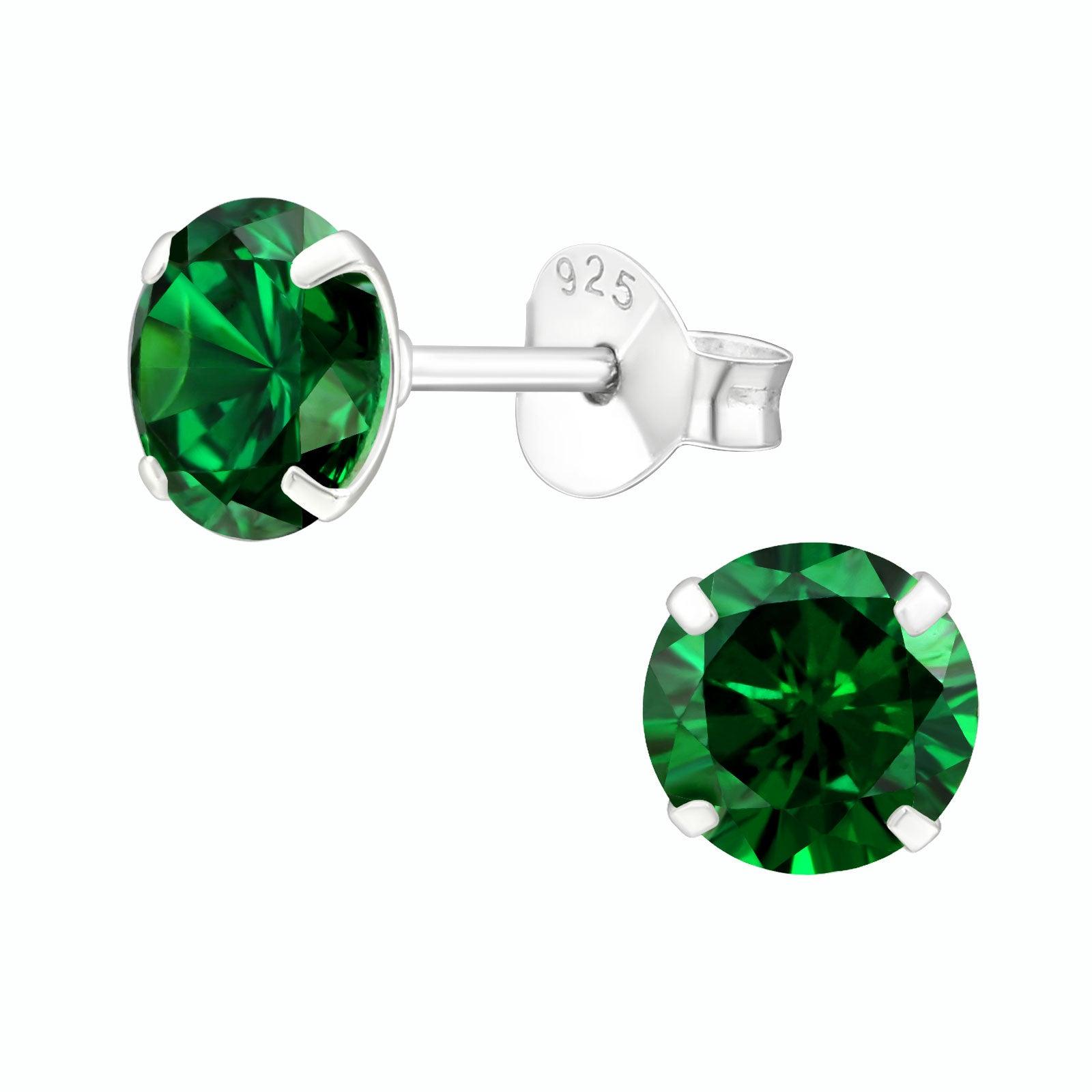 Silver buttons, Donna emerald green round crystal buttons