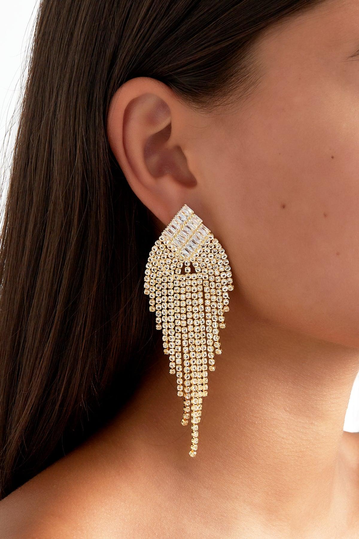 FRENCH RIVIERA | Skylar bright gold rhinestone earrings