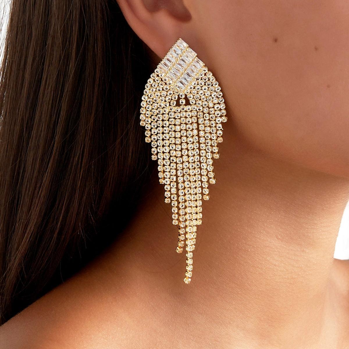 FRENCH RIVIERA | Skylar bright gold rhinestone earrings