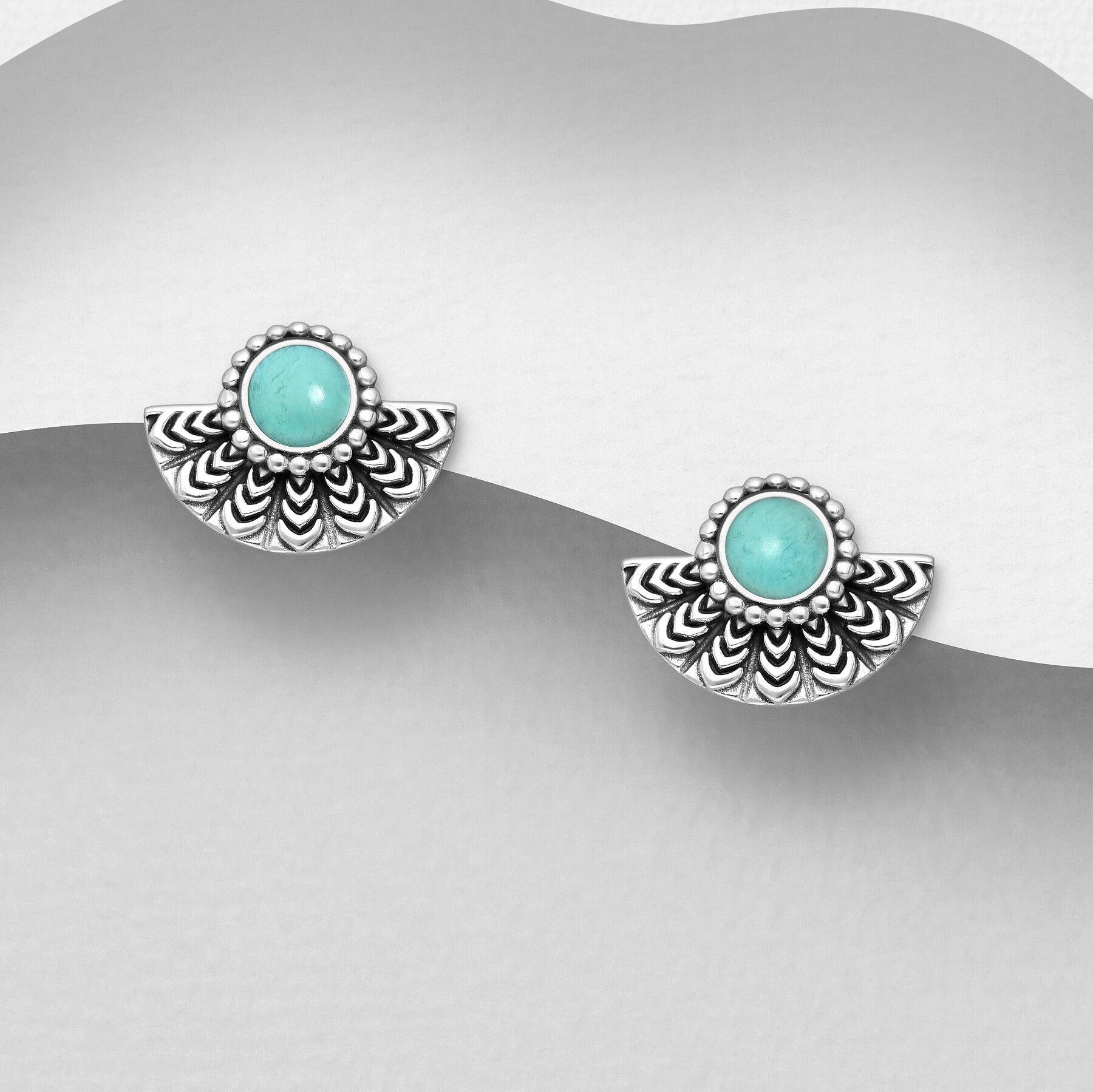 PREMIUM COLLECTION | Seraphina turquoise silver stud earrings