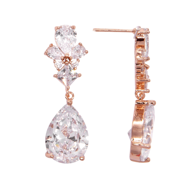 ATHENA BRIDAL | Luxury Sara Earrings -ruusukultaiset pisarakorvakorut