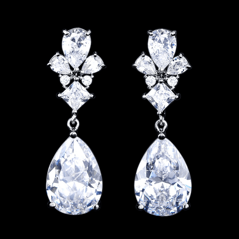 ATHENA BRIDAL | Luxury Sara Earrings -silver-colored drop earrings