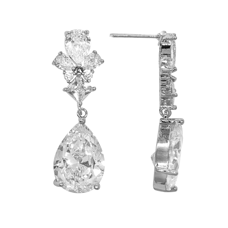 ATHENA BRIDAL | Luxury Sara Earrings -silver-colored drop earrings