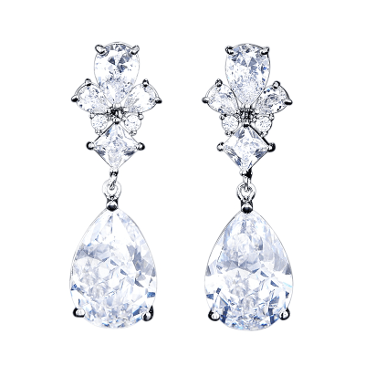 ATHENA BRIDAL | Luxury Sara Earrings -silver-colored drop earrings