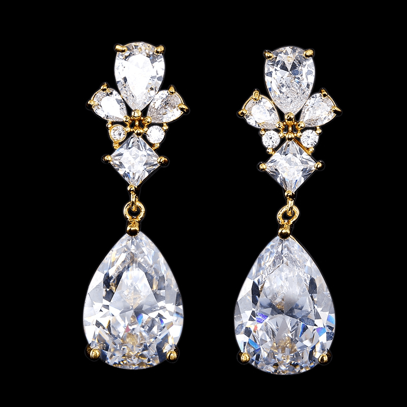 ATHENA BRIDAL | Luxury Sara Earrings - gold-colored drop earrings