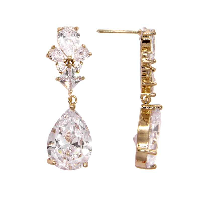 ATHENA BRIDAL | Luxury Sara Earrings - gold-colored drop earrings