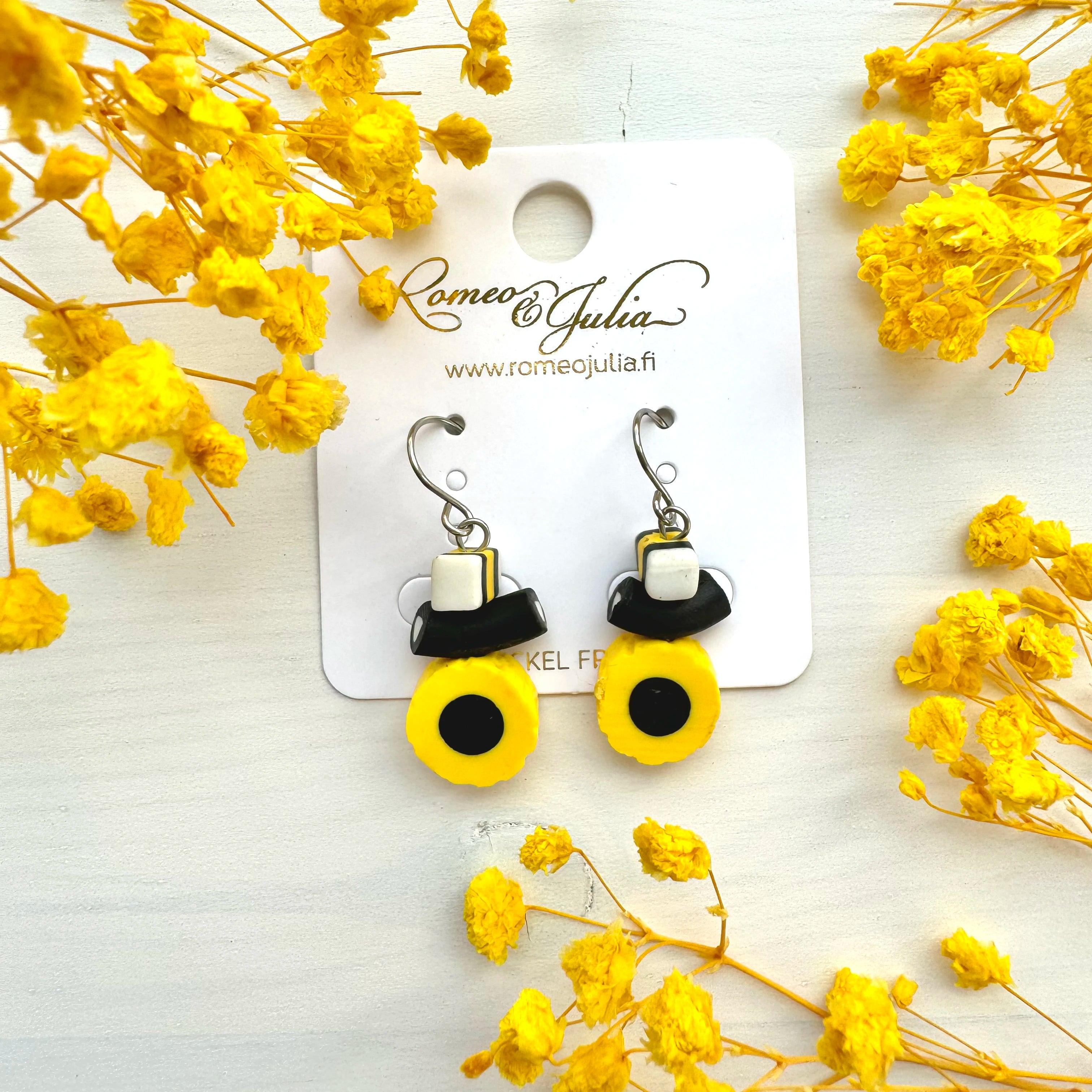 Earrings, All Sorts -yellow licorice