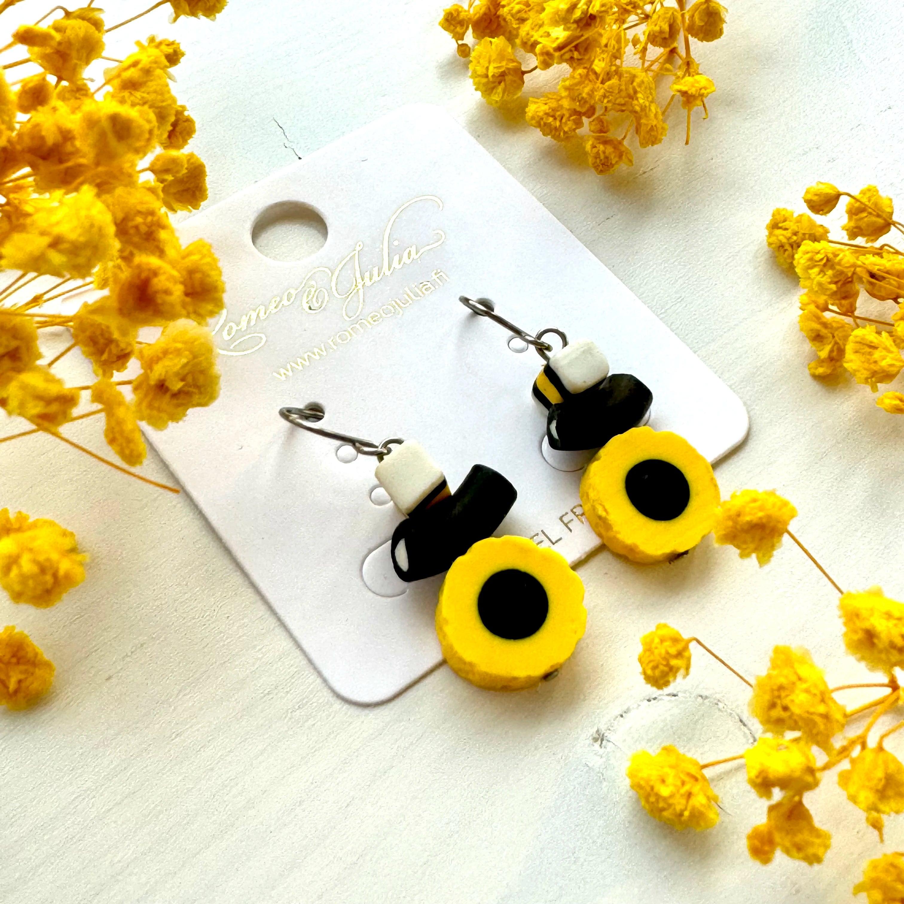 Earrings, All Sorts -yellow licorice