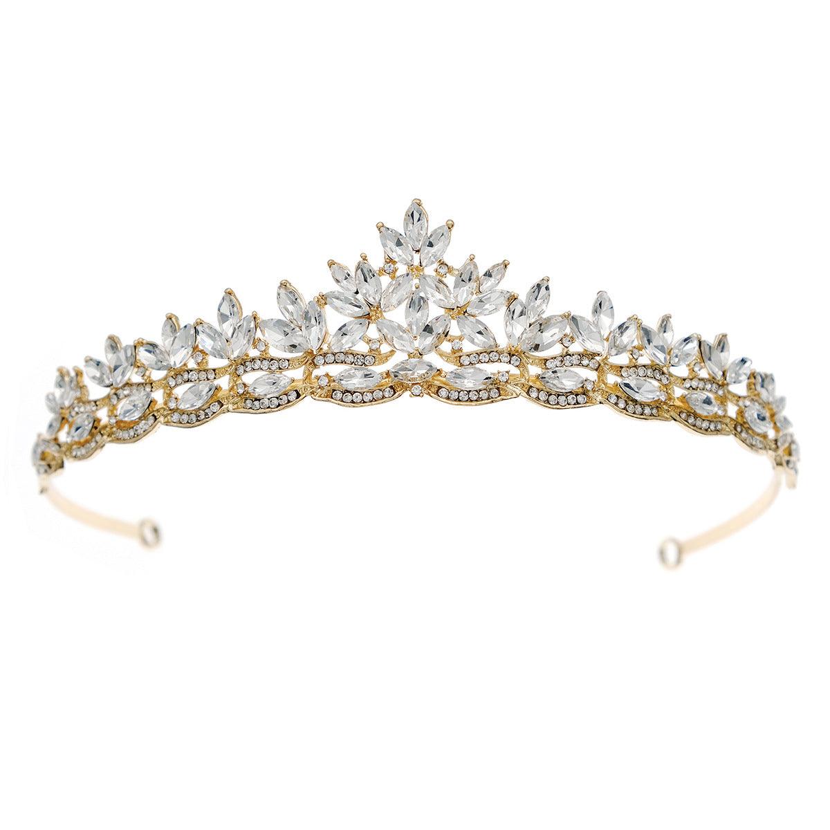 ROMANCE, Augusta gold-colored tiara with bright stones