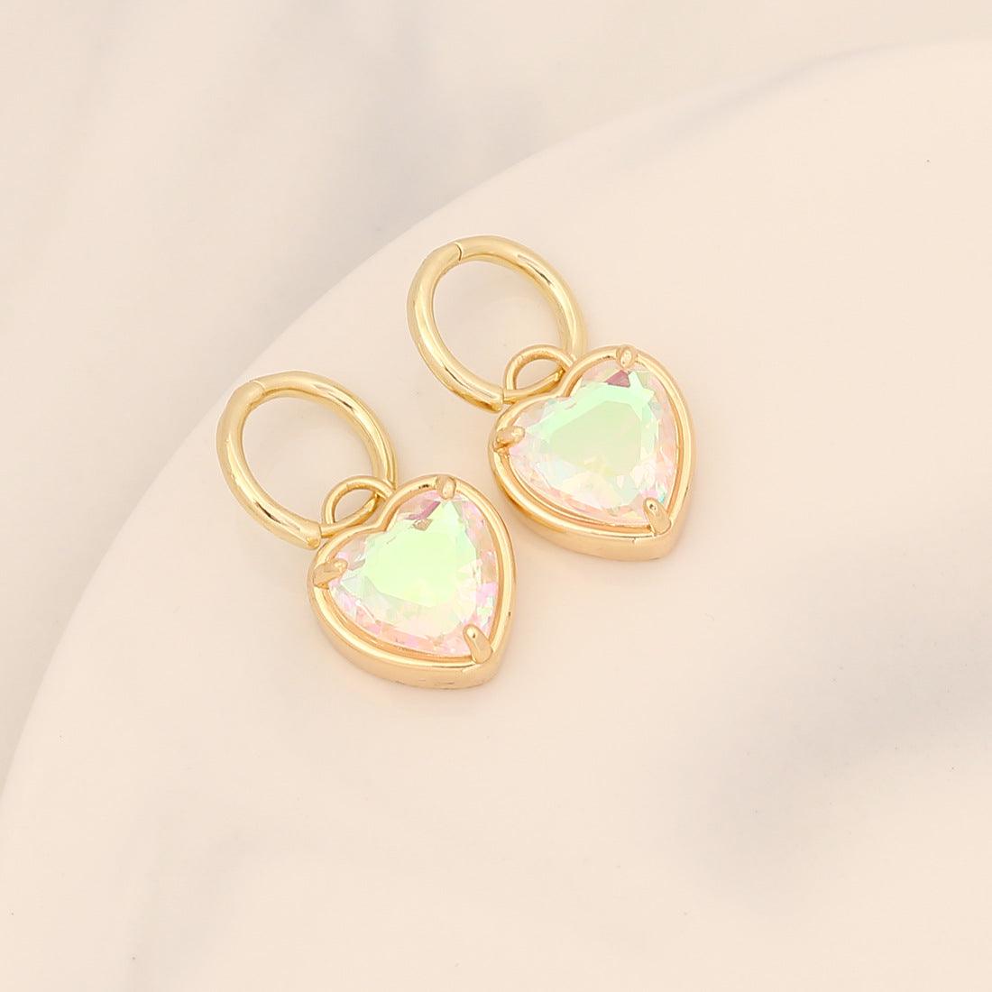 FRENCH RIVIERA | Mi Amor - shimmering heart earrings (clear)