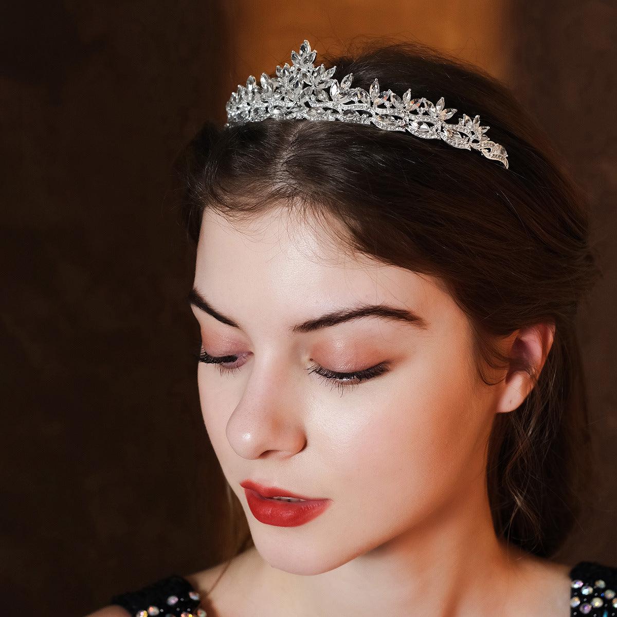 ROMANCE, Augusta gold-colored tiara with bright stones