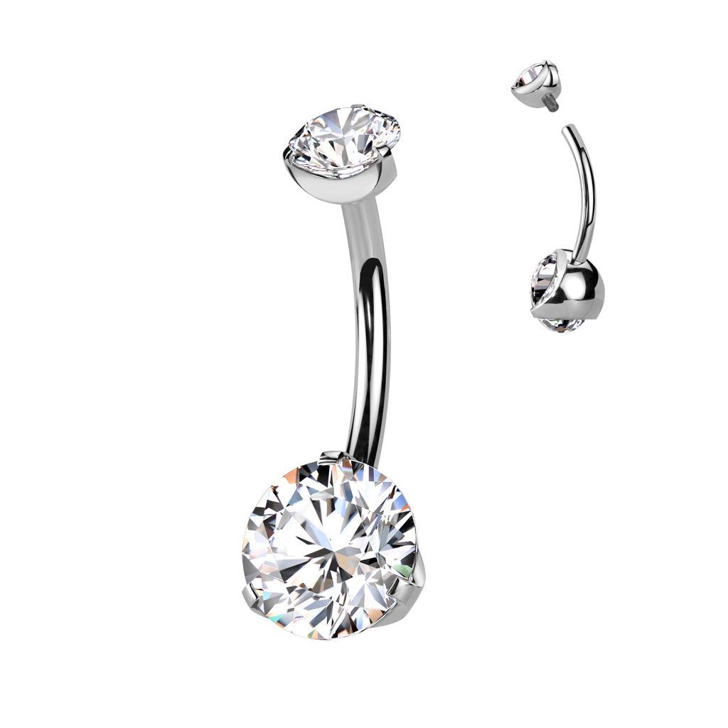 Pole jewelry, Titanium Prong Set Round CZ Mini in Clear/Silver