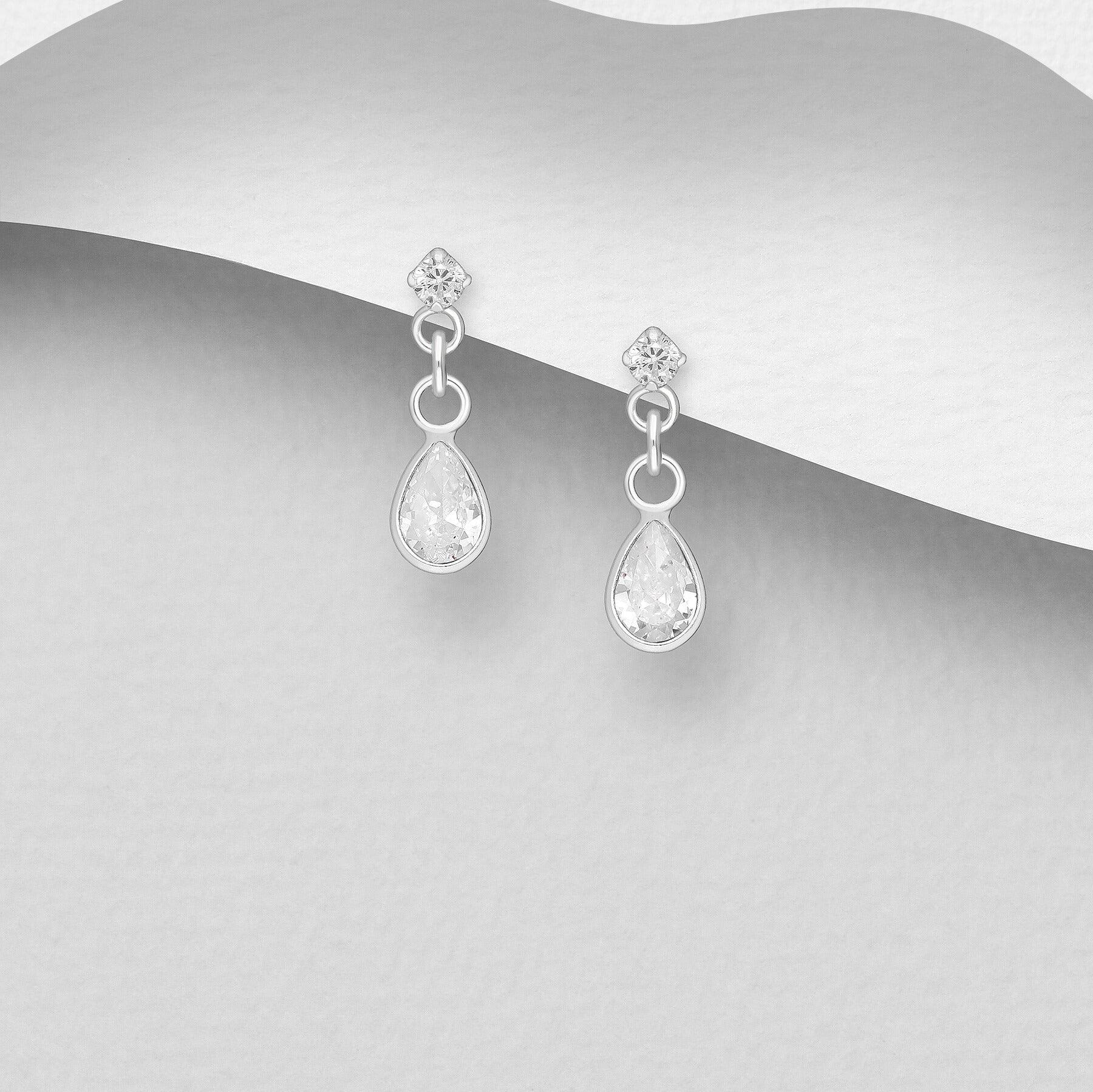 PREMIUM COLLECTION | Annika bright silver earrings with a drop 