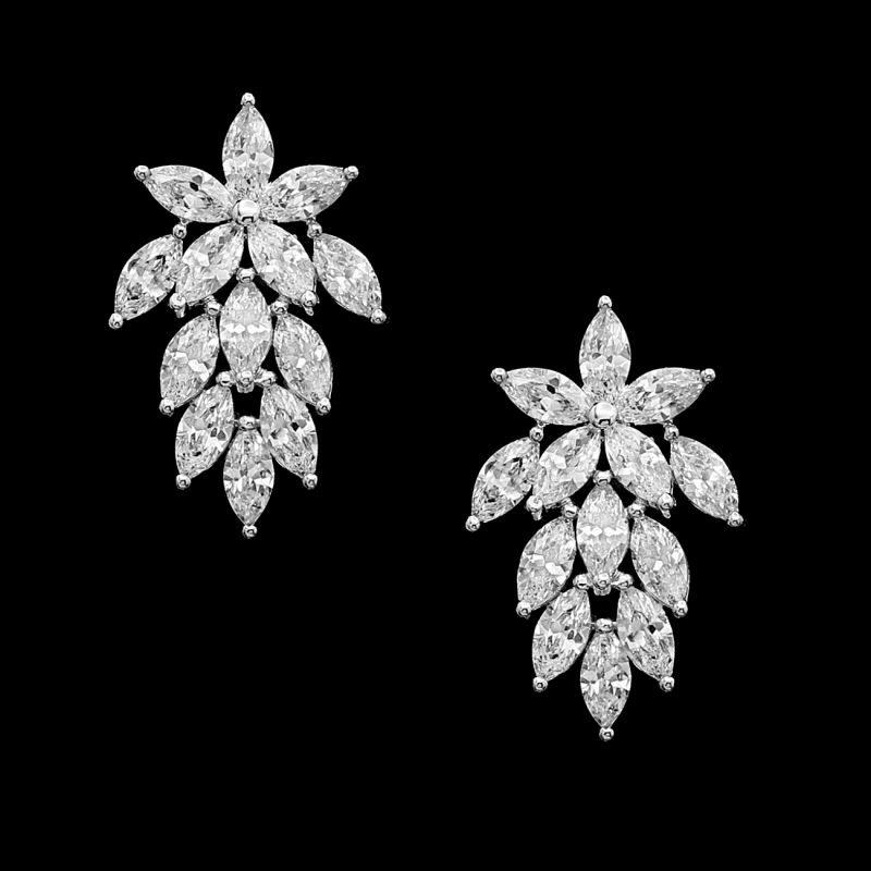 ATHENA BRIDAL | Fabienne crystal flower earrings (silver)