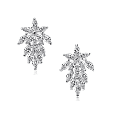 ATHENA BRIDAL | Fabienne crystal flower earrings (silver)