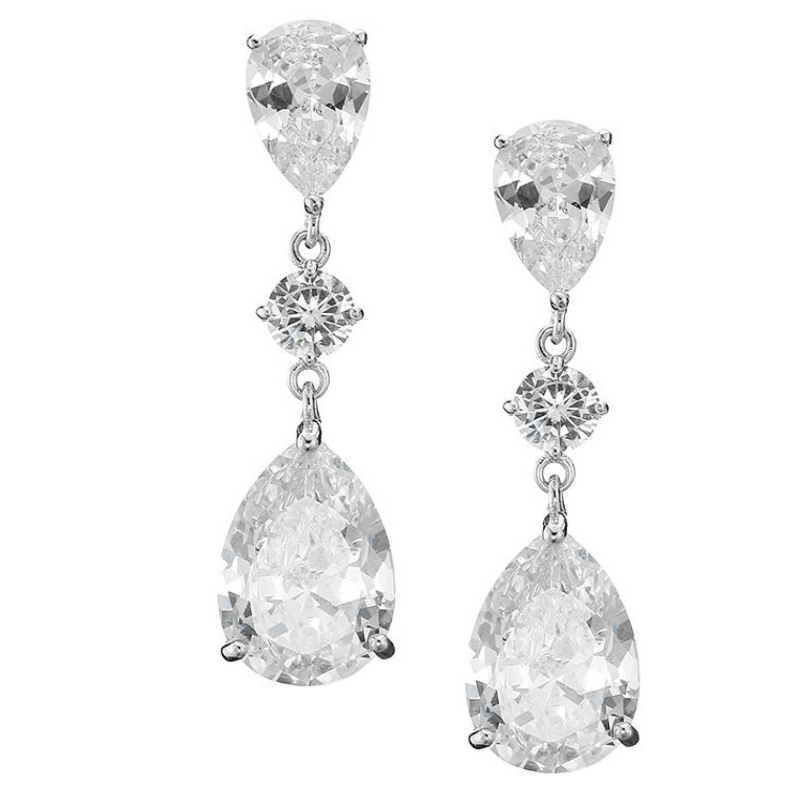 Earrings, ATHENA BRIDAL | Florence glittering drop earrings