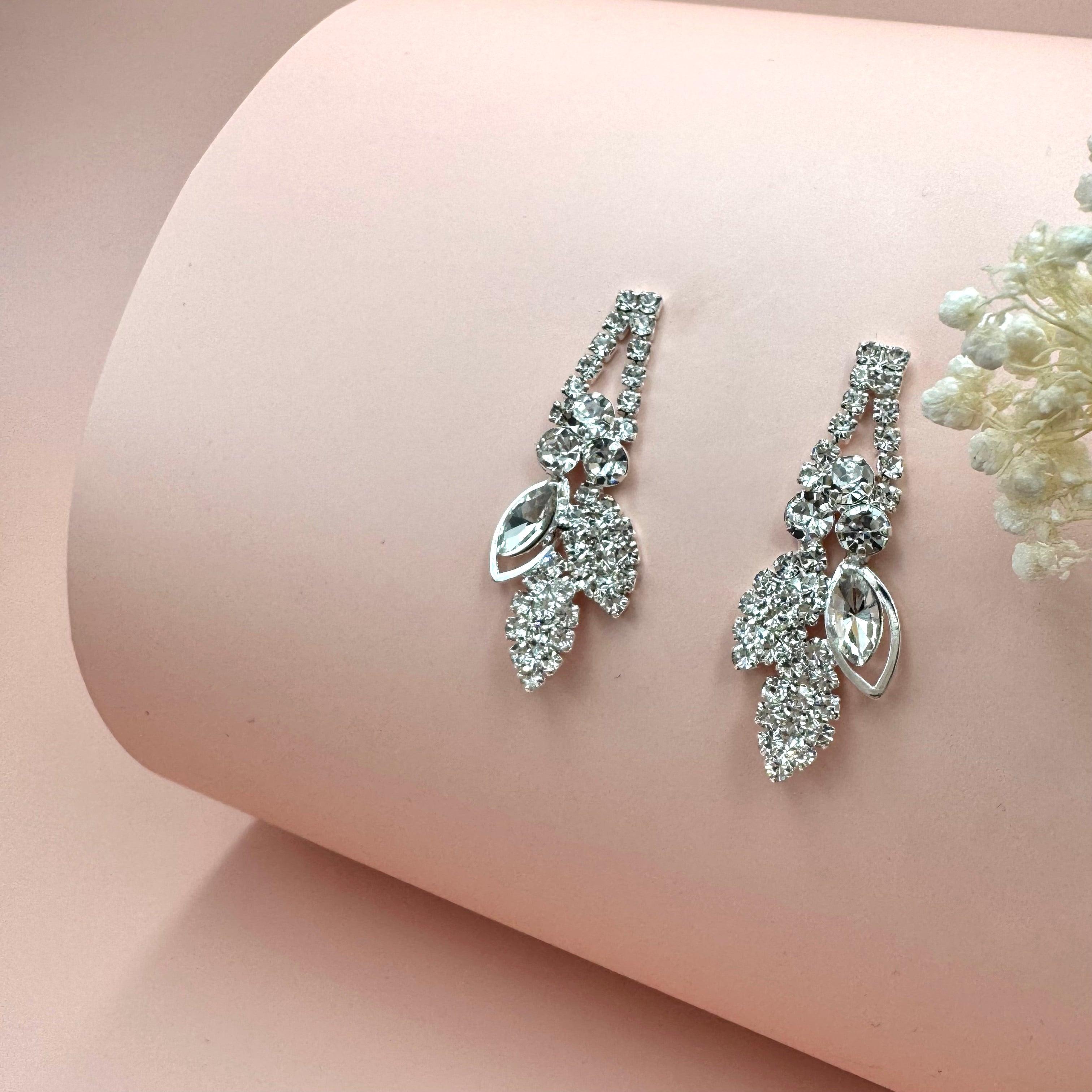 Rhinestone earrings, ROMANCE | Alisha silver-colored party earrings