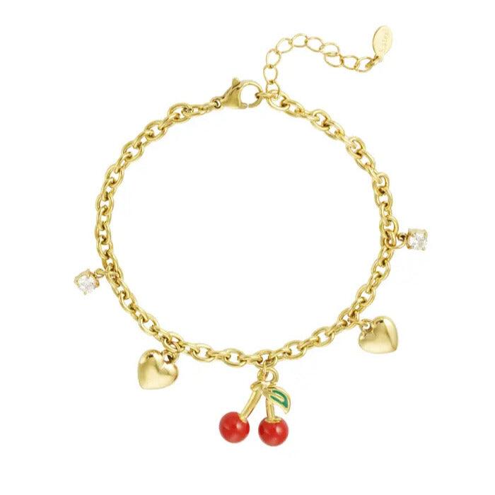 FRENCH RIVIERA | Cherry surgical steel bracelet (gold)