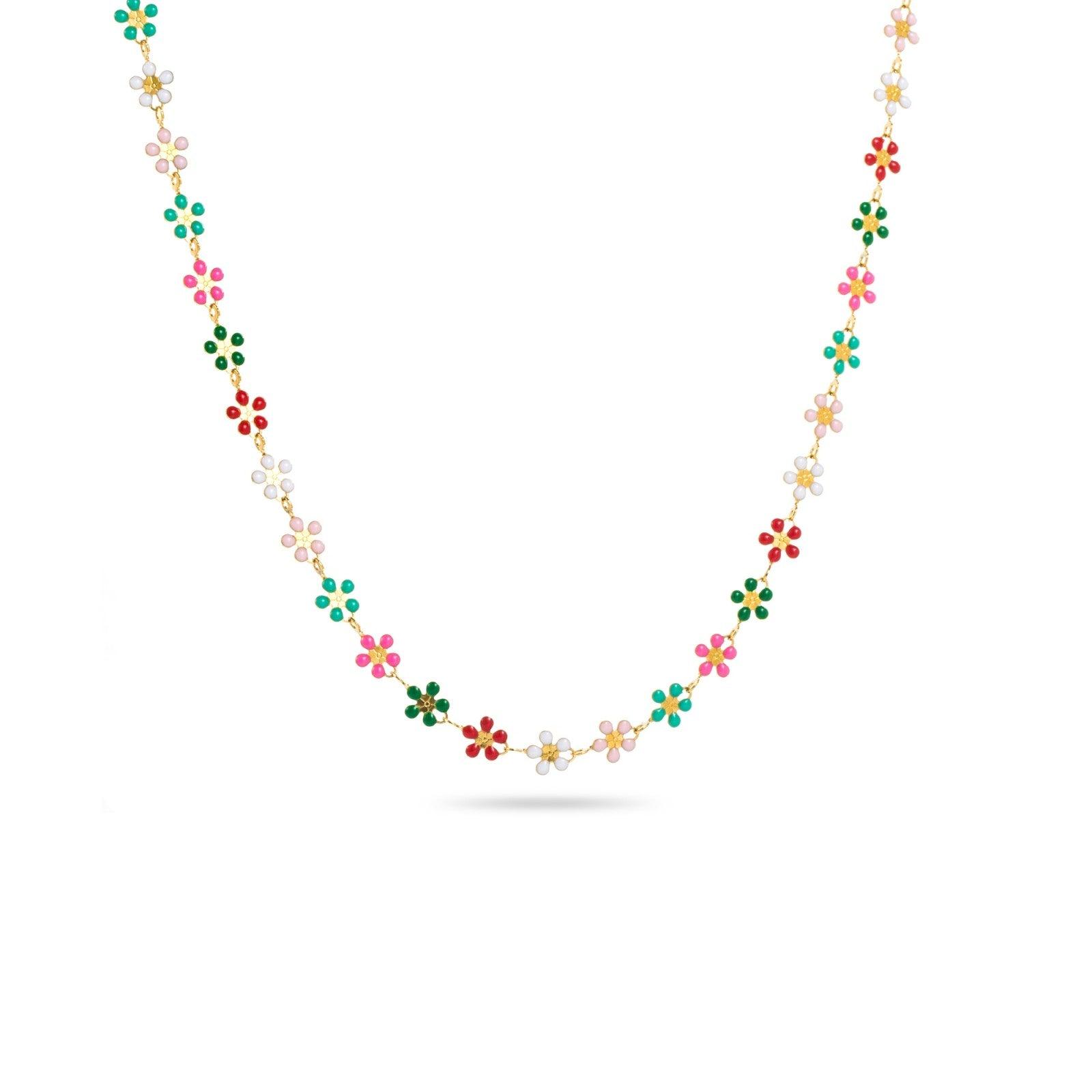 FRENCH RIVIERA | Summer surgical steel necklace with colorful flowers