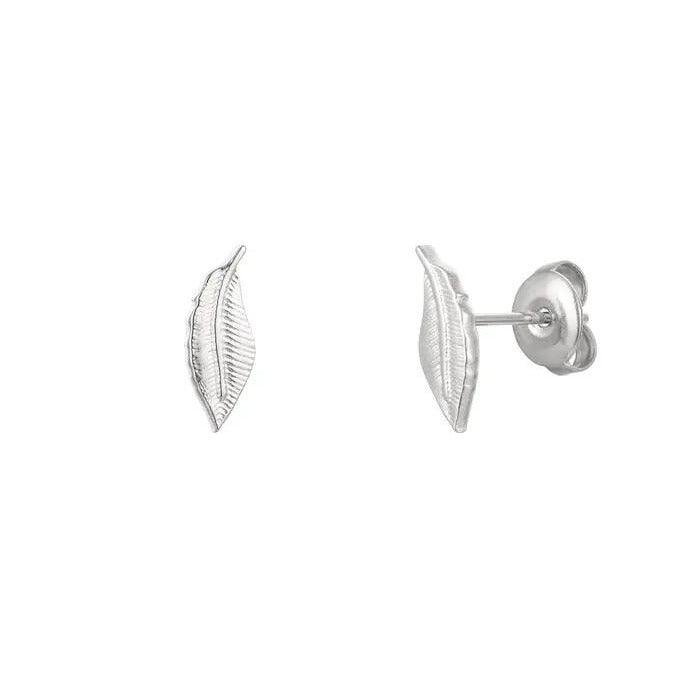 FRENCH RIVIERA | Rhea Surgical Steel Feather Buttons (Silver)