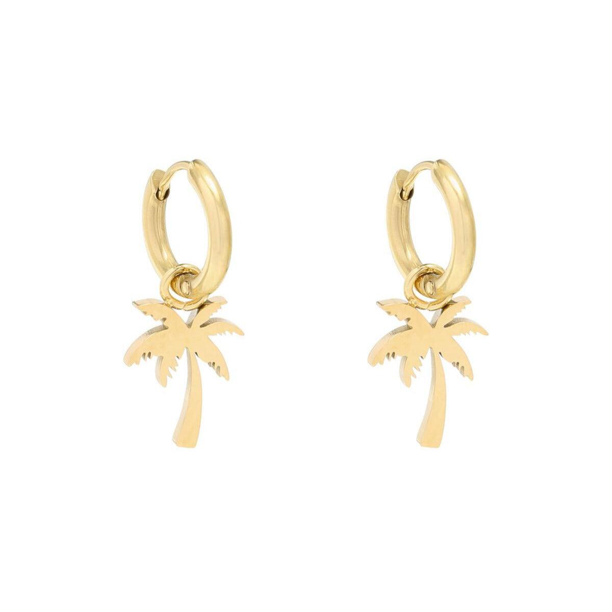 FRENCH RIVIERA | Tahiti surgical steel rings with palm tree decorations (gold)