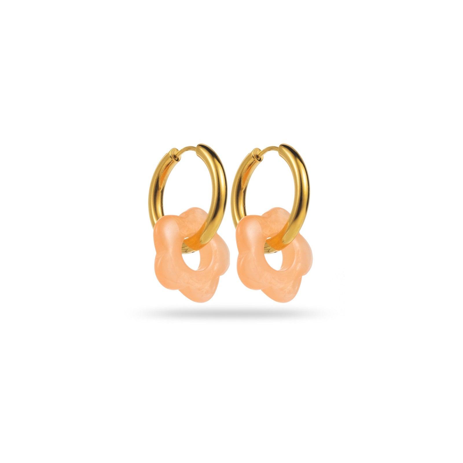 FRENCH RIVIERA | Simone surgical steel rings with flowers (peach)